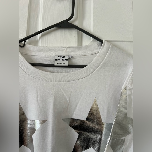 Good American white tshirt dress with silver stars - Picture 5 of 5